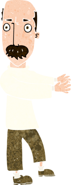 Bir insan tarafından çizilmiş kelleşen adam.