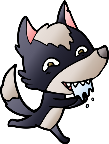 Bir insan tarafından çizilmiş aç kurt çizgi filmi.