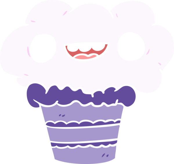 Bir insan tarafından çizilmiş düz renkli çizgi film keki.