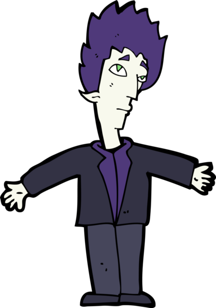 Bir insan tarafından çizilmiş vampir adam çizgi filmi.