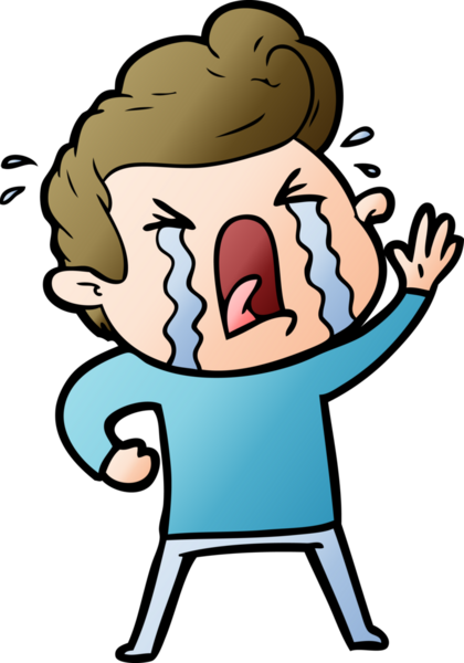 Bir insan tarafından çizilmiş ağlayan bir karikatür.