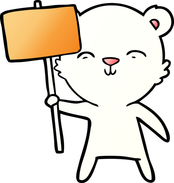 Bir insan tarafından çizilmiş protesto tabelalı kutup ayısı.