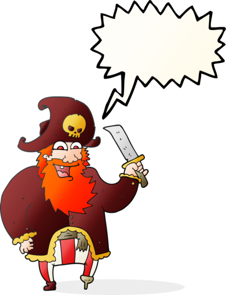 Bir insan tarafından çizilmiş serbest konuşma balonu karikatürü korsan kaptan