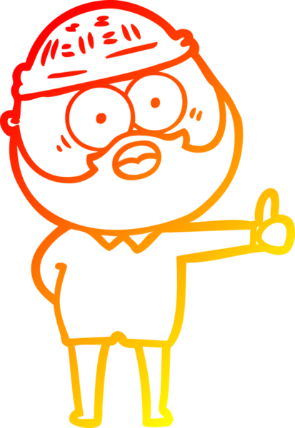 Karikatür sakallı bir adamın insan tarafından çizilmiş sıcak çizgi çizimi.