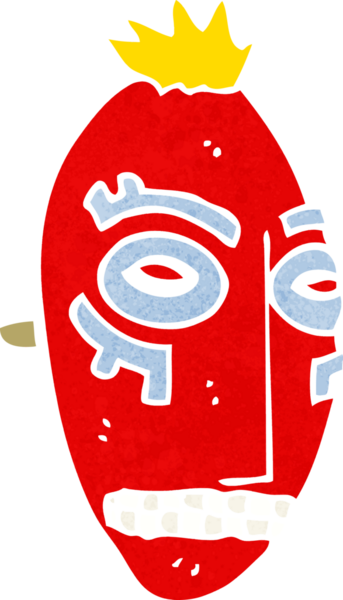 Bir insan tarafından çizilmiş kabile maskesi.