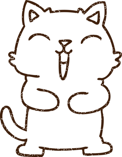 Mutlu Kedi Kömürü Bir insan tarafından çizilmiş