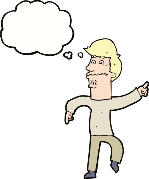 Bir insan tarafından çizilmiş düşünce kabarcığını gösteren endişeli bir çizgi film.