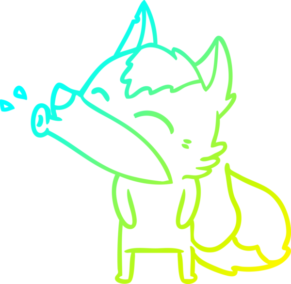 Bir insan tarafından çizilen uluyan kurt çizgi filminin soğuk gradyan çizimi