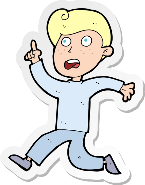 Bir insan tarafından çizilen panikleyen bir çizgi film çocuğunun çıkartması.