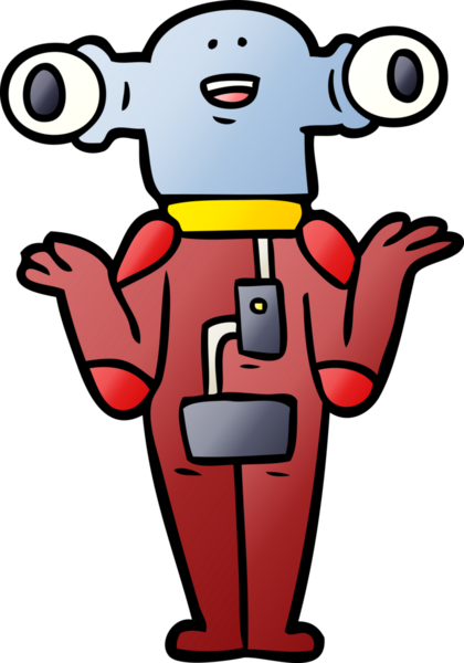 Bir insan tarafından çizilmiş dost canlısı uzaylı omuz silkme