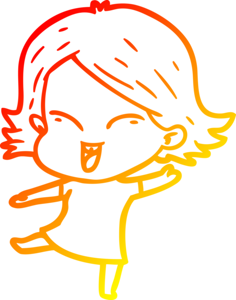 Bir insan tarafından çizilmiş mutlu bir çizgi film kızı çizimi