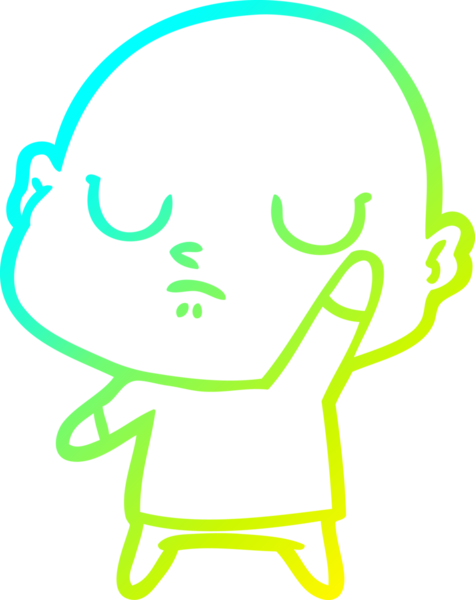 Bir insan tarafından çizilmiş kel bir adamın soğuk çizgi çizimi.