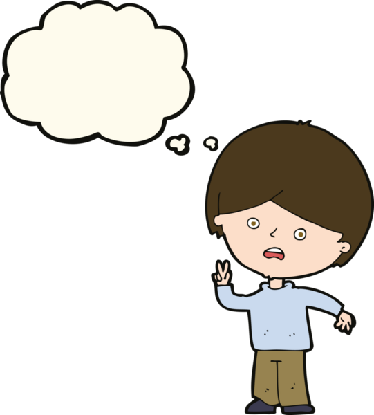 çizgi film mutsuz çocuk bir insan tarafından çizilmiş düşünce balonuyla barış işareti veriyor