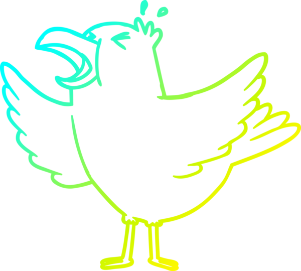 Bir insan tarafından çizilmiş soğuk çizgi çizgi film kuşunun ciyaklaması