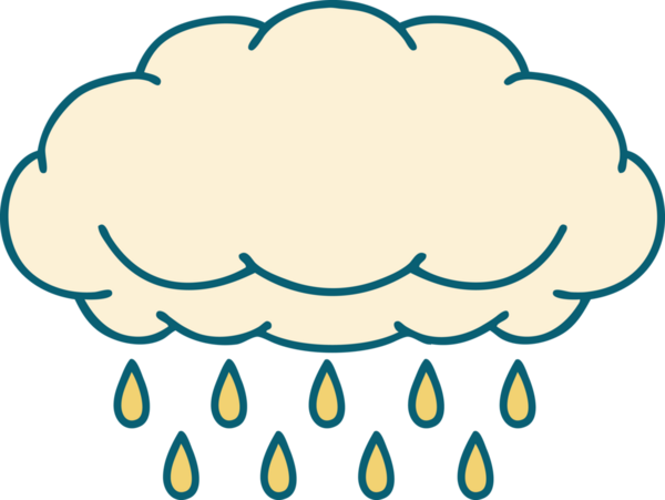 Bir insan tarafından çizilen yağmur bulutunun ikonik dövme şekli