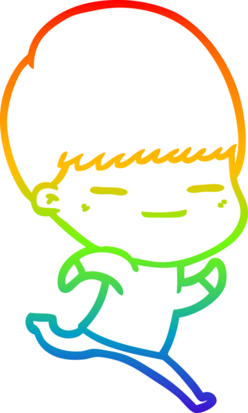 Gökkuşağı gradyan çizgi çizimi bir insan tarafından çizilmiş kendini beğenmiş bir çocuk.