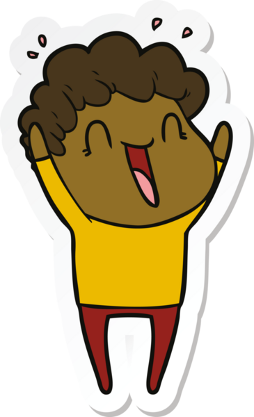 Bir insan tarafından çizilmiş mutlu bir adamın çıkartması.