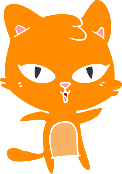 Bir insan tarafından çizilmiş düz renkli çizgi film kedisi