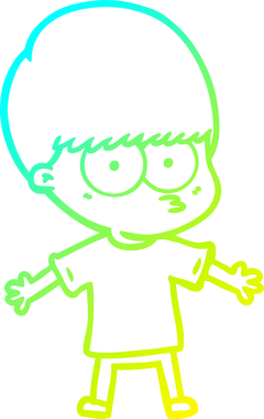 Bir insan tarafından çizilmiş gergin bir çizgi film çocuğu çizimi.