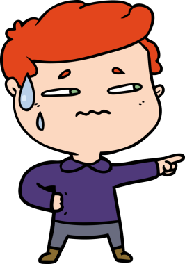 Çizgi filmdeki endişeli adam bir insan tarafından çizilmiş.