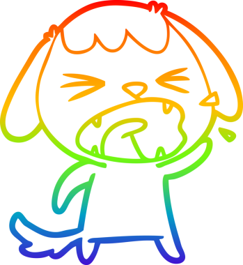 Gökkuşağı gradyan çizgisi bir insan tarafından çizilmiş şirin bir çizgi köpek havlaması.