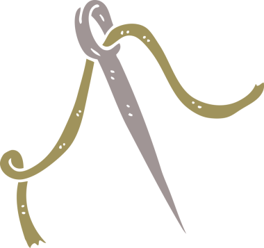 Bir insan tarafından çizilmiş karalama iğnesi ve iplik.