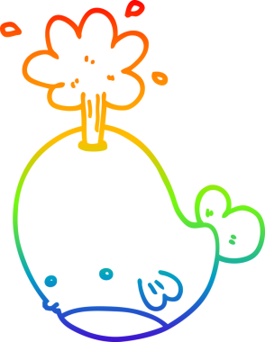 Bir insan tarafından çizilmiş gökkuşağı gradyan balina çizimi