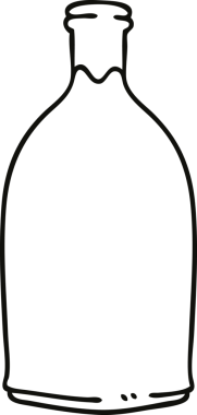 Bir insan tarafından çizilmiş garip süt şişesi çizimi.