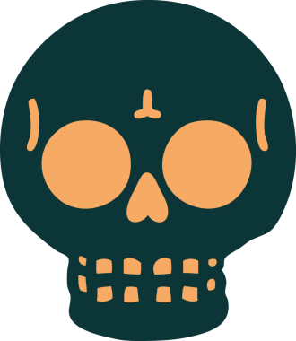 Bir insan tarafından çizilmiş bir kafatasının ikonik dövme şekli