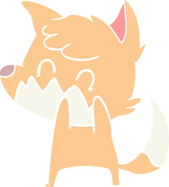 Bir insan tarafından çizilmiş düz renkli çizgi film dost tilkisi.