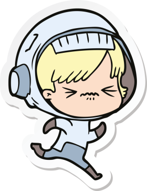 Bir insan tarafından çizilmiş astronot bir kadının çıkartması.