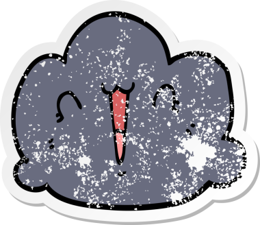 Bir insan tarafından çizilmiş mutlu bir bulut karikatürü.