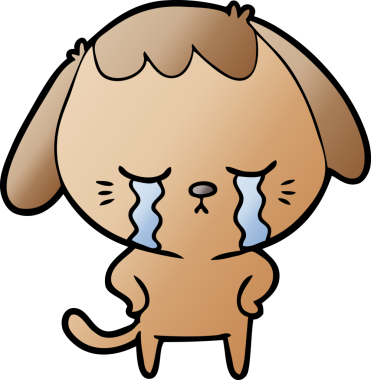 Bir insan tarafından çizilmiş şirin köpek yavrusu ağlama çizgi filmi