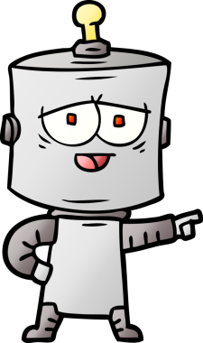 Bir insan tarafından çizilmiş çizgi film robotu