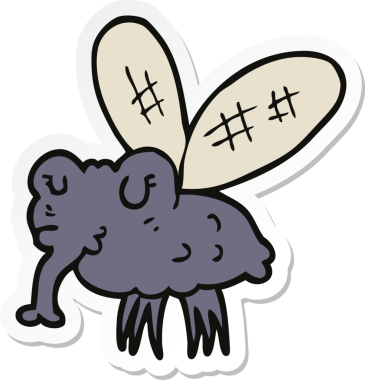 Bir insan tarafından çizilmiş bir sineğin çıkartması.