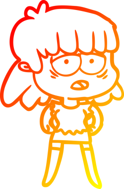 Bir insan tarafından çizilmiş, karikatür çizen, yorgun bir kadın.