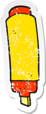 Bir insan tarafından çizilmiş karikatür işaretinin gerilimli etiketi.