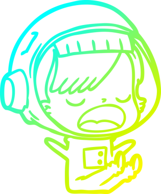 Bir insan tarafından çizilmiş bir karikatür astronot kadın çizimi.