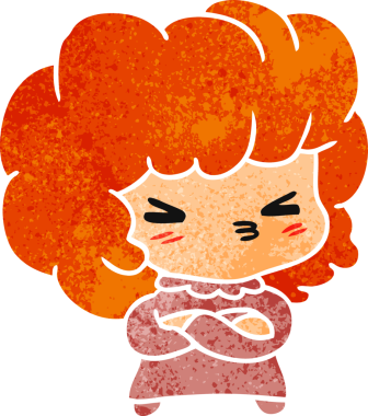 Bir insan tarafından çizilmiş kawai 'li tatlı bir kızın eski çizgi film çizimi.