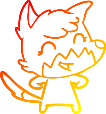 Bir insan tarafından çizilmiş mutlu bir tilkinin sıcak çizgi çizimi