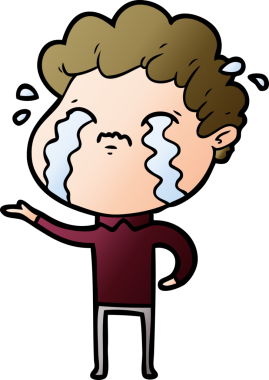 Bir insan tarafından çizilmiş ağlayan çizgi film adamı.