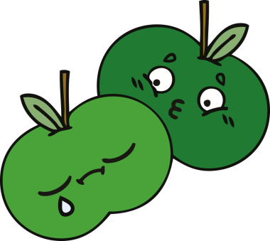 Bir insan tarafından çizilmiş elma karikatürü.