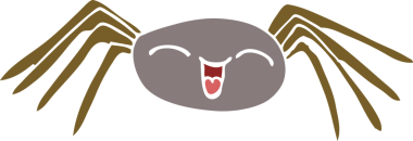 Bir insan tarafından çizilmiş mutlu karikatür örümceği