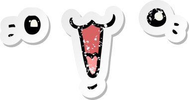 Bir insan tarafından çizilmiş şirin bir çizgi film karakterinin sıkıntılı çıkartması.