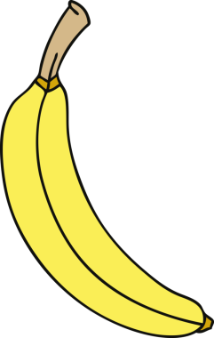 Bir insan tarafından çizilmiş garip bir muz karikatürü.