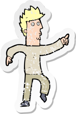 Bir insan tarafından çizilmiş endişeli bir çizgi filmin gerilimli çıkartması.