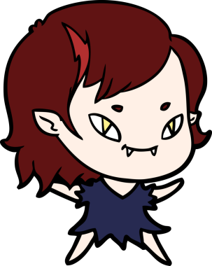 Bir insan tarafından çizilmiş çizgi film dostu vampir kız.