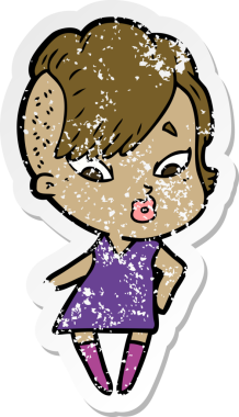 Bir insan tarafından çizilmiş üzgün bir karikatür çıkartması.