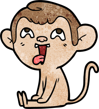 Bir insan tarafından çizilmiş çılgın çizgi film maymunu