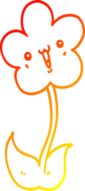 Bir insan tarafından çizilmiş karikatür çiçeğinin sıcak çizgi çizimi